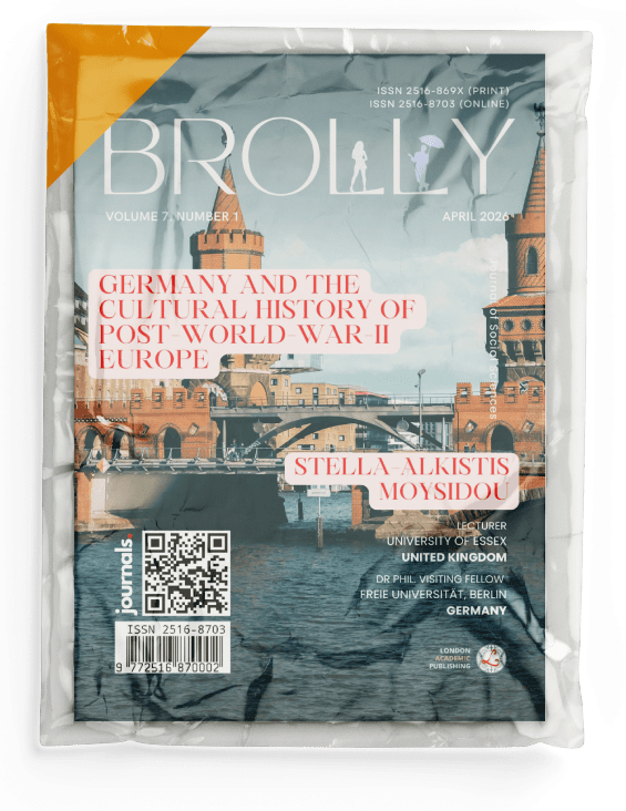 cover, latest issue, Brolly Journal of Social Sciences, magazine wrapped in plastic